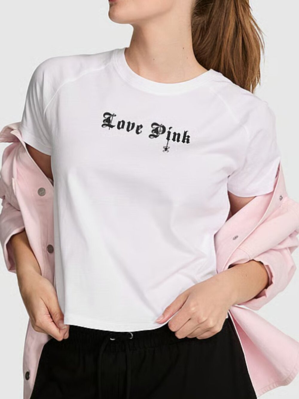 PINK 🎃 Victoria's Secret Halloween White Cotton Raglan Sleep Tee - XLarge - NWT